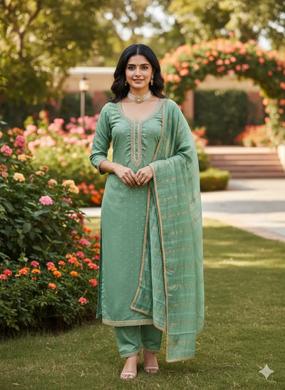 Elegant Chanderi Suit Set - Glamorous Festival Wear for Women