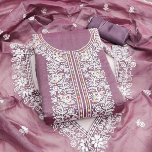 Elegant Chanderi Suit Set - Handcrafted Heavy Embroidery for Festive & Wedding Wear