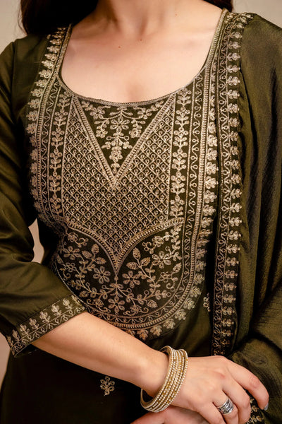Elegant Chanderi Zari Kurti Set - Festive Wear for Women