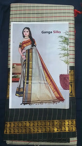 Elegant Checked Silk Cotton Saree - Lightweight Festive Wear for Women