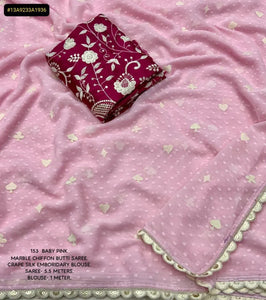 Elegant Chiffon Butti Saree - Playing Card Embroidery for Women