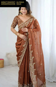 Elegant Chiffon Saree - Heavy Embroidery & Sequin Work for Women