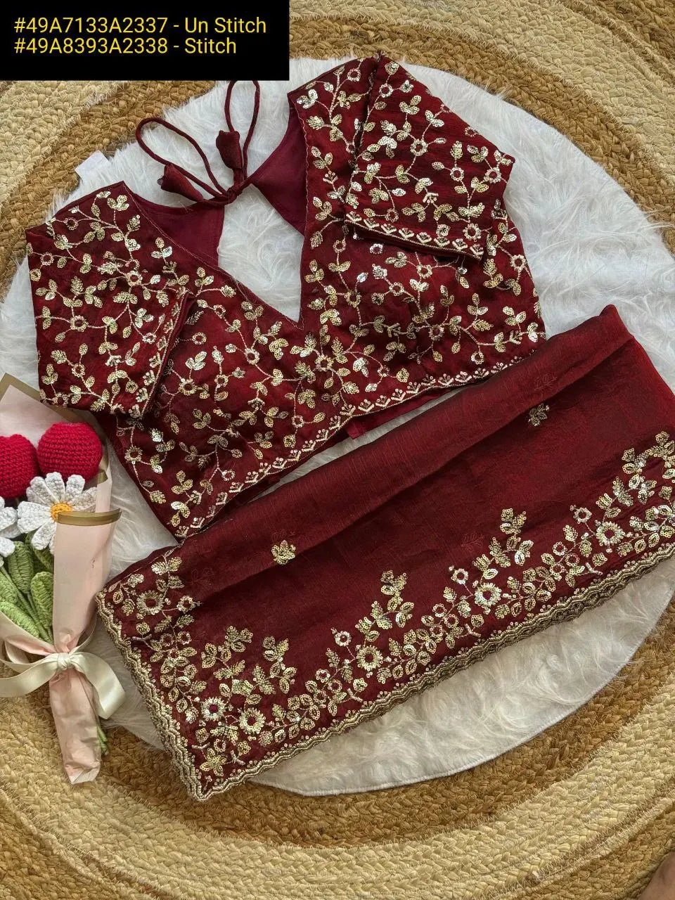 Elegant Chiffon Saree | Heavy Embroidery & Sequin Work – TREND BUY