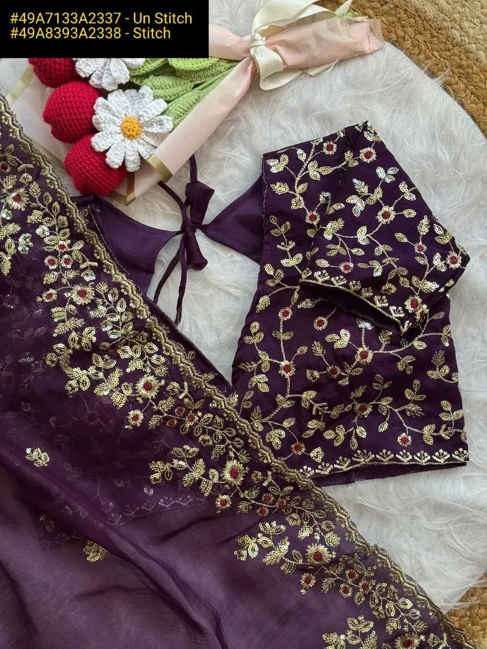 Elegant Chiffon Saree | Heavy Embroidery & Sequin Work – TREND BUY