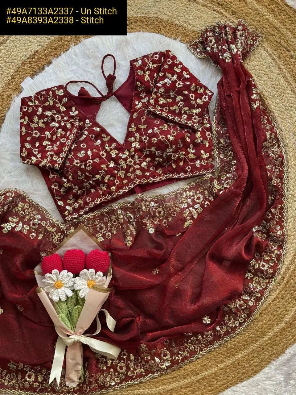 Elegant Chiffon Saree | Heavy Embroidery & Sequin Work – TREND BUY