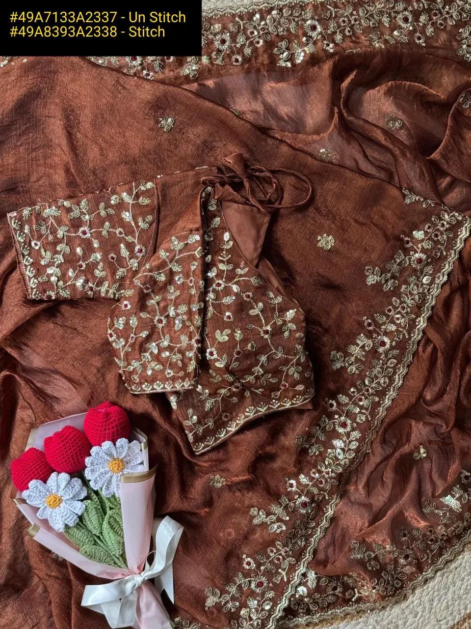 Elegant Chiffon Saree | Heavy Embroidery & Sequin Work – TREND BUY