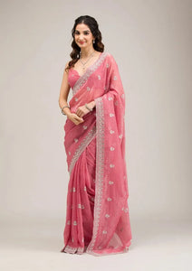 Elegant Chiffon Saree with Zari Embroidery - Festive Wear