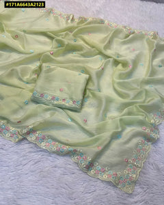 Elegant Chiffon Silk Saree - Sequins & Cut Work for Festive Wear