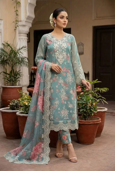 Elegant Chiffon Suit Set - Ready-to-Wear with Embroidery & Print