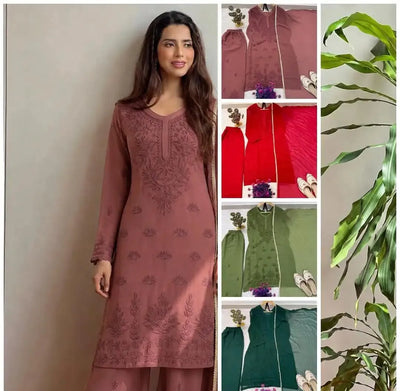 Elegant Chikankari Georgette Salwar Suit - Heavy Embroidery Palazzo Set for Festive Wear
