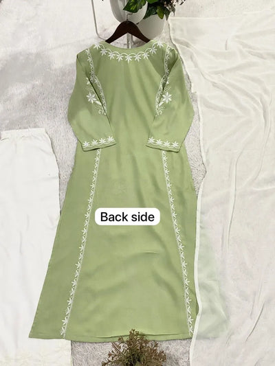 Elegant Chikankari Kurti Palazzo Set with Dupatta for Women