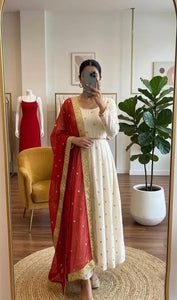 Elegant Chinnon Anarkali Gown - Festive Wear with Dupatta