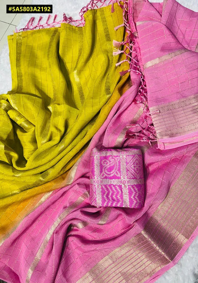 Elegant Chinnon Saree - Weaving Design & Tassels for Women