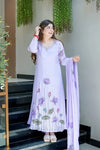 Elegant Chinon A-Line Kurta Set - Hand Work Neck Design | Festive & Wedding Wear for Women