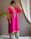 Elegant Chinon Kurti Set - Heavy Embroidered Palazzo Suit for Festive & Eid Wear