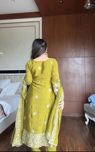 Elegant Chinon Kurti Set - Sequence Embroidery Festive Wear for Women