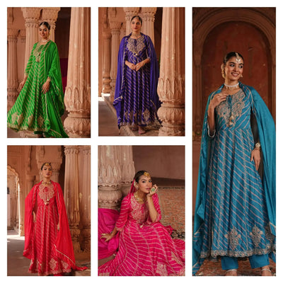 Elegant Chinon Lehariya Gown - Festive Wear for Women