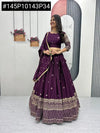 Premium Royal Purple Chinon Lehenga Choli - Fully Stitched Festive Wear