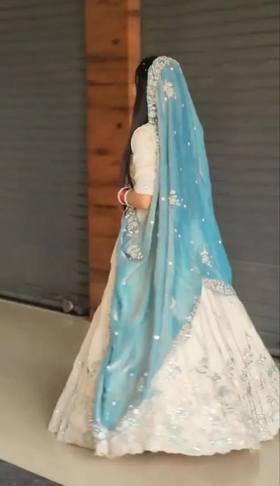 Elegant Chinon Lehenga Choli Set with Sequence Embroidery for Wedding Festive Wear