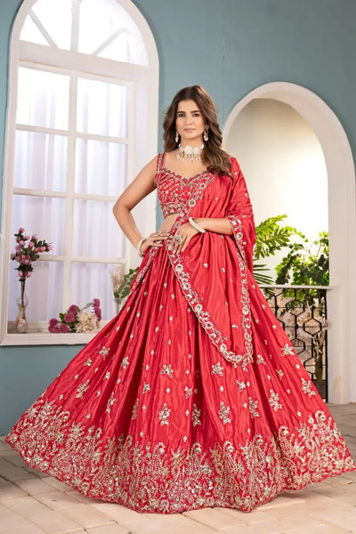 Elegant Chinon Lehenga Choli with Heavy Embroidery for Women
