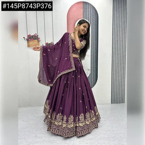 Elegant Chinon Lehenga Set - Exquisite Thread Work for Festive Occasions