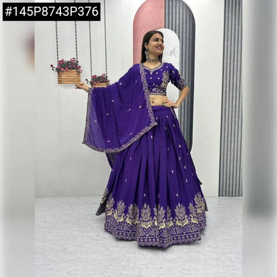 Elegant Chinon Lehenga Set - Exquisite Thread Work for Festive Occasions