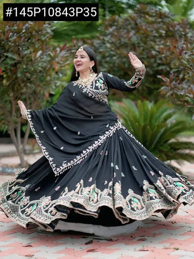 Elegant Chinon Lehenga Set - Heavy Embroidery for Festive & Wedding Wear