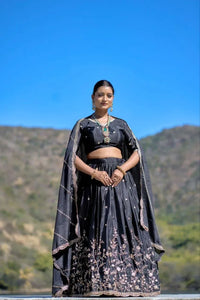 Elegant Chinon Lehenga - Zari & Embroidery for Festive Wear