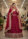 Elegant Chinon Silk Gown Set - Sequins Embroidery for Party Wear