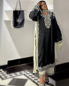 Elegant Chinon Silk Kurti Pant Set - Thread Embroidered Festive Wear