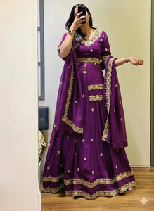 Elegant Chinon Silk Lehenga Choli - Thread & Sequence Wedding Wear