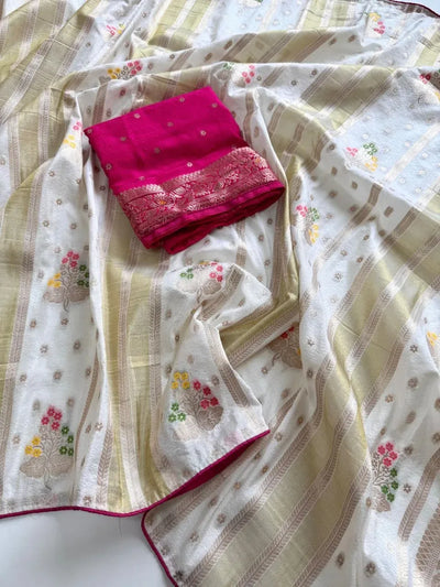 Elegant Chinya Tisu Silk Saree - Handloom Weaving for Festive Occasions