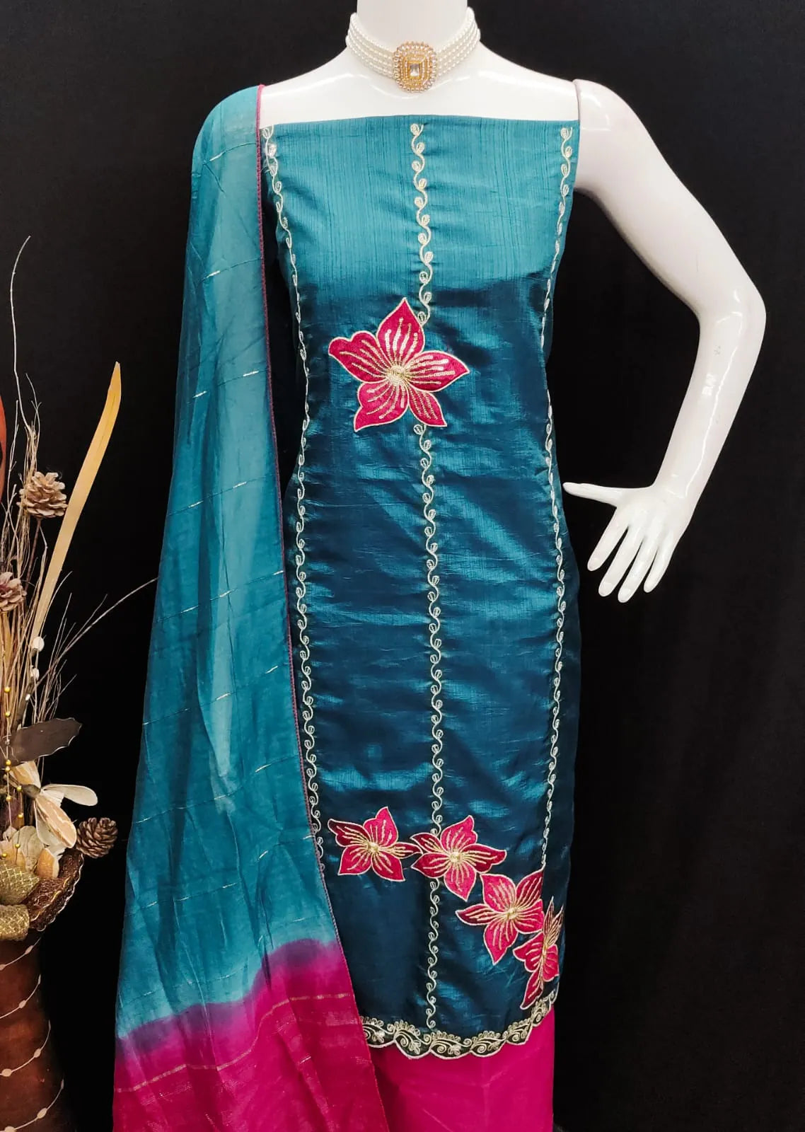 sachin and babi light blue dress Elegant Coco Silk Suit