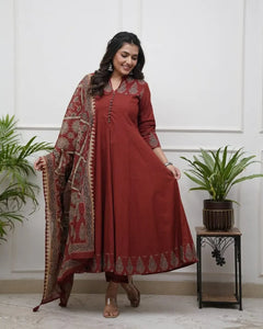 Elegant Cotton Anarkali Kurta Set - Flared Design for Women