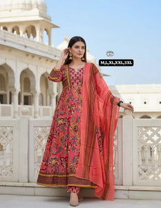 Elegant Cotton Anarkali Set - Sequence Embroidery Festive Kurti