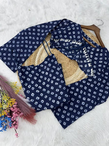 Elegant Cotton Bandhej Kurti Set - Double Layer Festive Wear for Women