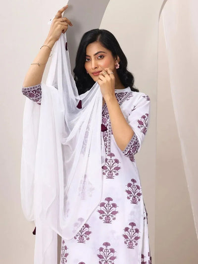 Elegant Cotton Blend Kurta Set - Traditional Ethnic Motif Print for Women | Sizes S-3XL