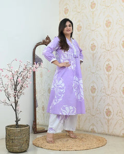 Elegant Cotton Cord Set - Floral Embroidery & Lace for Women | M-XXXL