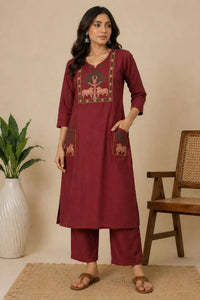 Elegant Cotton Embroidered Kurti Set - Festive Wear for Women