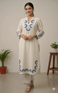 Elegant Cotton Flex Kurta Set - Embroidered Comfort for Women