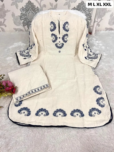 Elegant Cotton Flex Kurta Set - Embroidered Comfort for Women