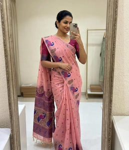 Elegant Cotton Jamdani Saree - Soft Festive Wear for Women
