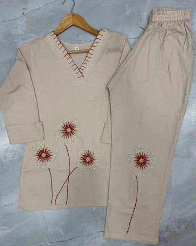 Elegant Cotton Kantha Work Co-ord Set - Premium Festive Wear for Women