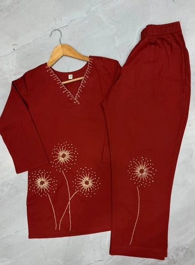 Elegant Cotton Kantha Work Co-ord Set - Premium Festive Wear for Women