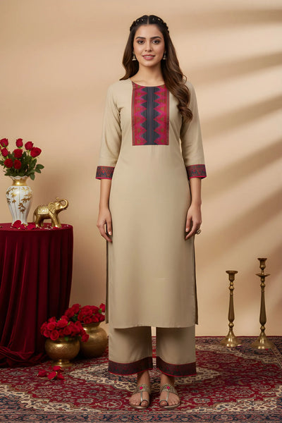 Elegant Cotton Kurta Pant Set - Comfortable Festive Wear for Women