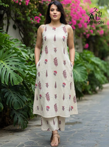 Elegant Cotton Kurti Pant Set - Flared Casual Wear for Women