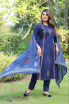 Elegant Cotton Kurti Set - Hand Block Print with Dupatta for Women