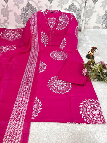 Elegant Cotton Kurti Set - Hand Work & Print for Women | Sizes M-3XL