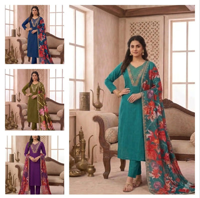 Elegant Cotton Kurti Set - Sequence Embroidery Festive Wear