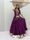 Elegant Cotton Lehenga Choli Set with Mirror Work for Navratri Festive Wear